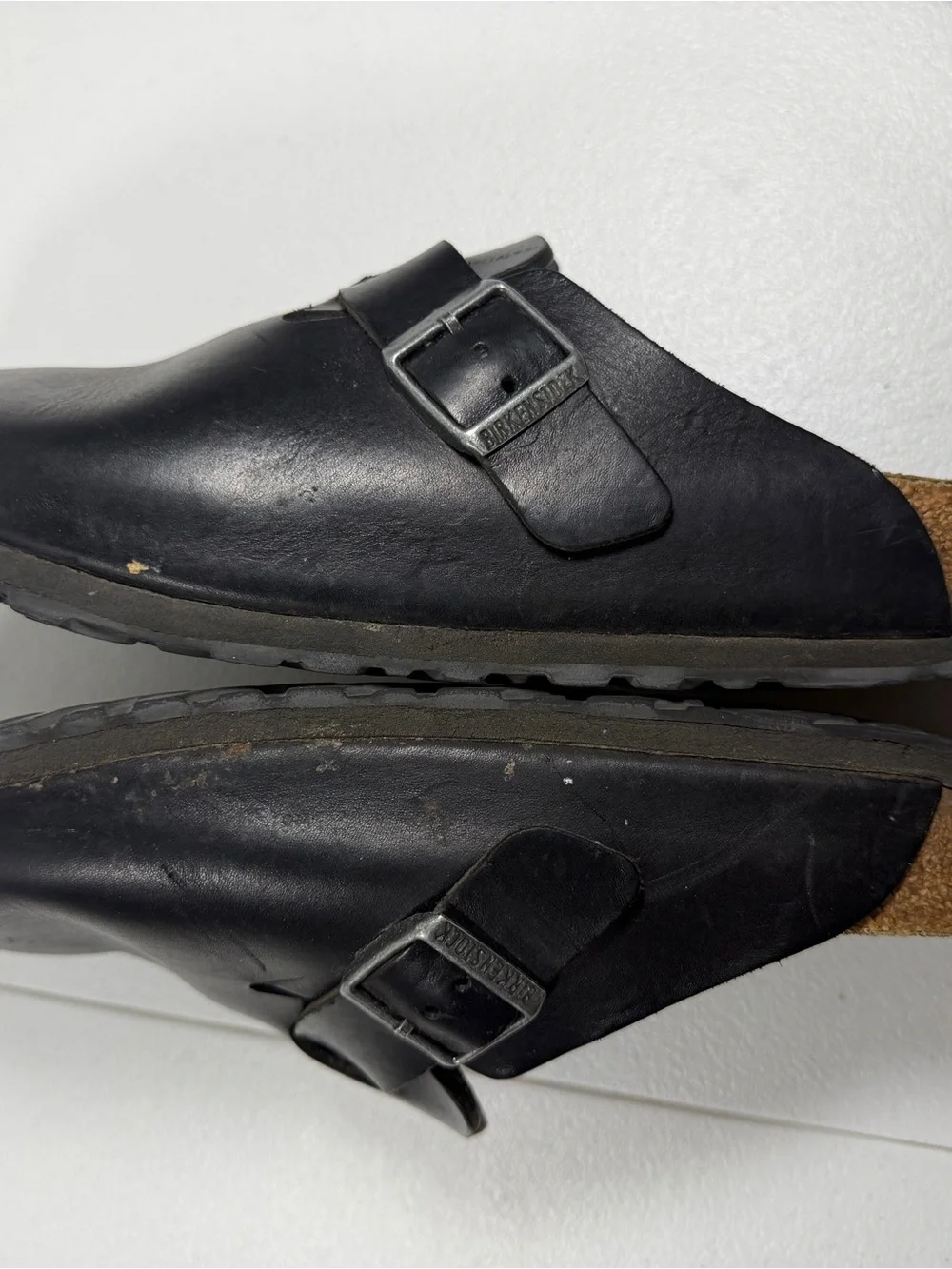 Birkenstock Boston Black Leather Slip-On Clog with Buckle size EU 44 US 10.5-11